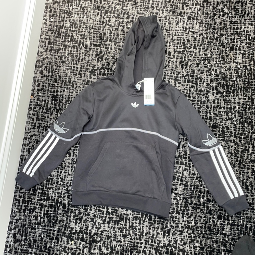 Boys adidas black hoodie with detail